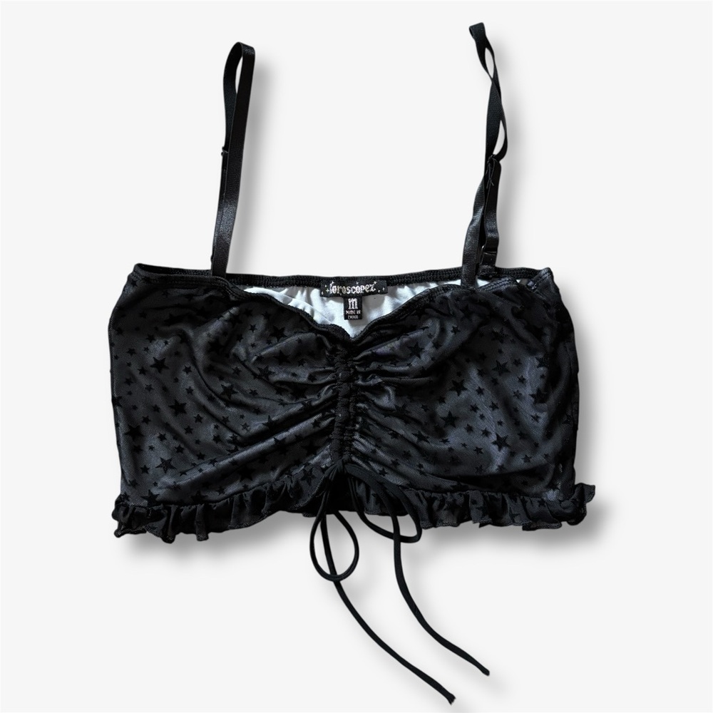 Dolls Kill Horoscopez Black Star Mesh Crop Top Womens Medium Whimsigoth Festival